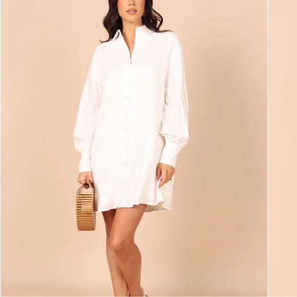 Petal and Pup Mia Long Sleeve Shirt Dress - White - Picture 2 of 14
